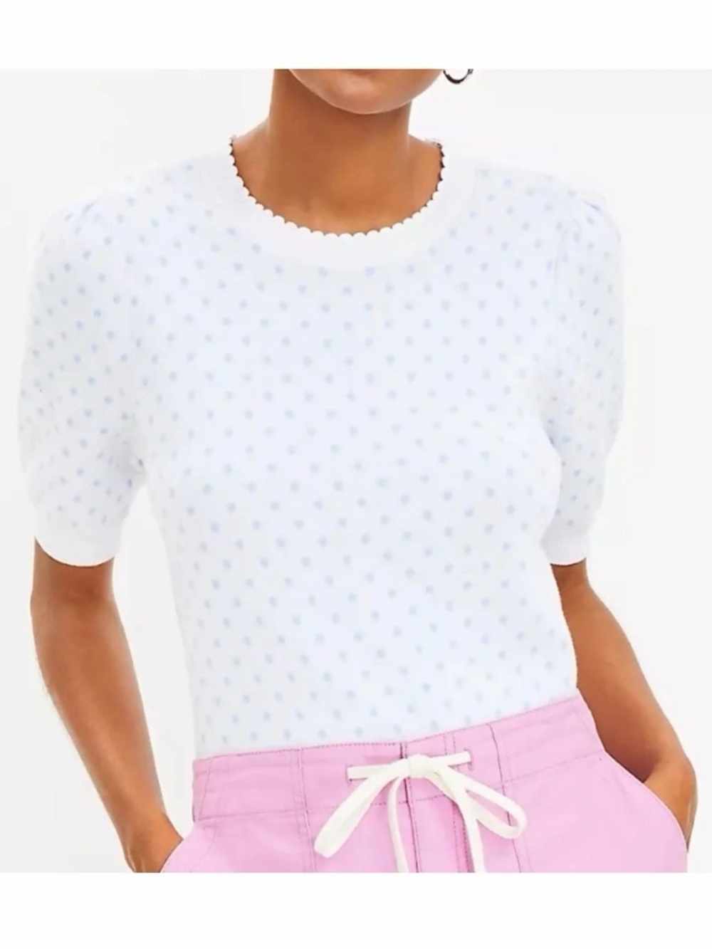 LOFT Short Sleeve Polka Dot Sweater